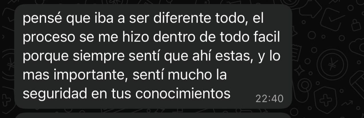 Testimonio de un cliente por WhatsApp