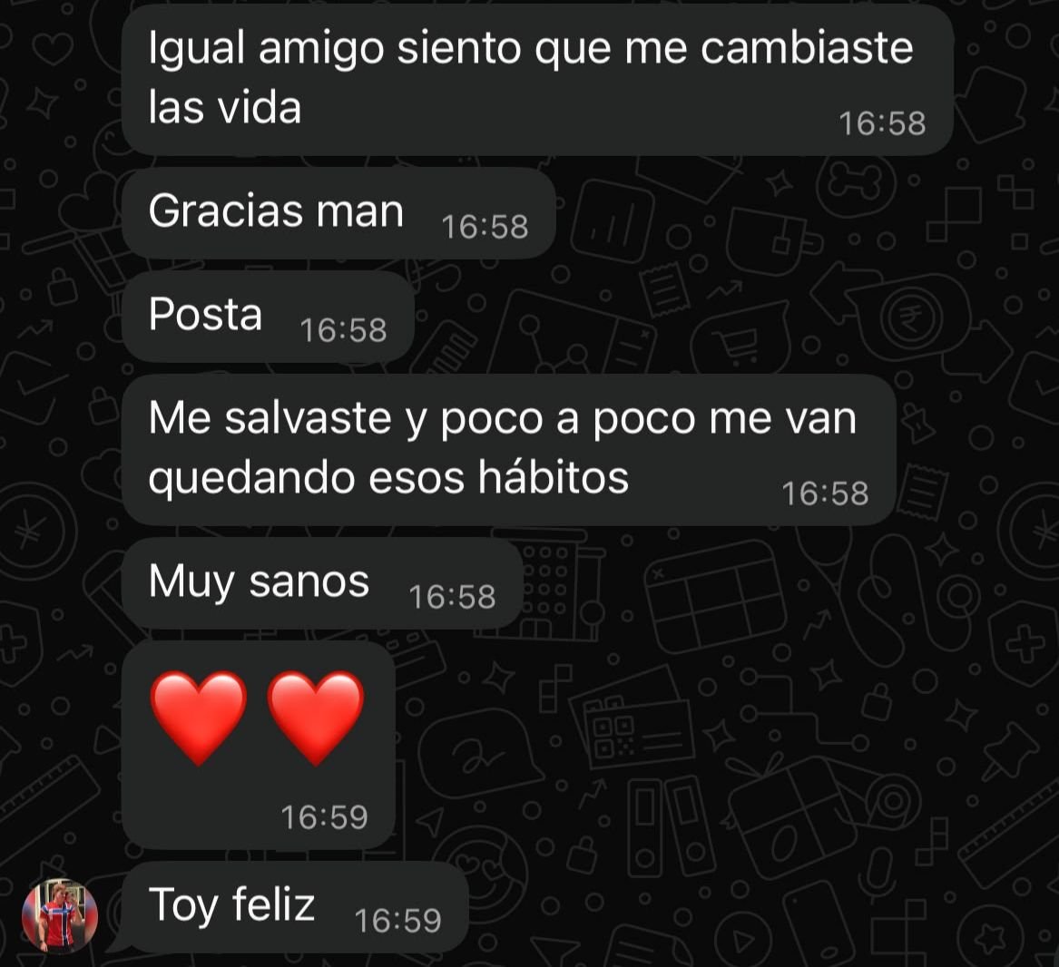 Testimonio de un cliente por WhatsApp